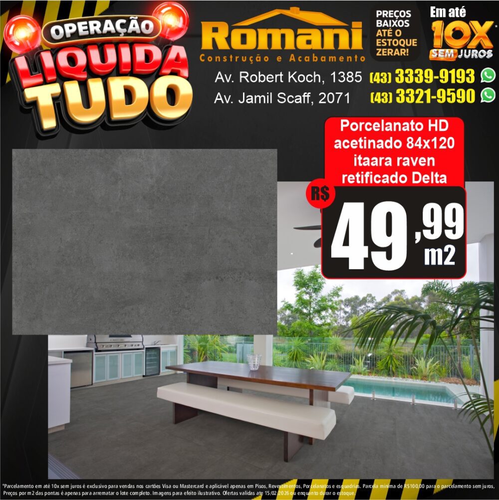 porcelanato acetinado itaara raven in 84x120 delta - liquidacao oferta promocao