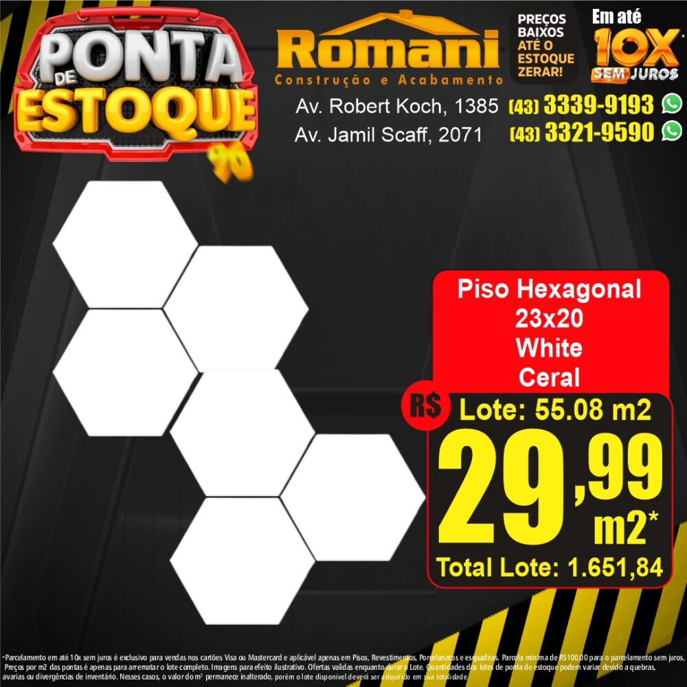 revestimento exagonal white - ponta estoque liquidacao promocao oferta