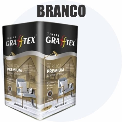 9e512f3f-1a26-4fc0-aa28-ac92503ba764 TINTA ACRILICA FOSCA PREMIUM INT/EXT 18L BRANCO GRAFFTEX-