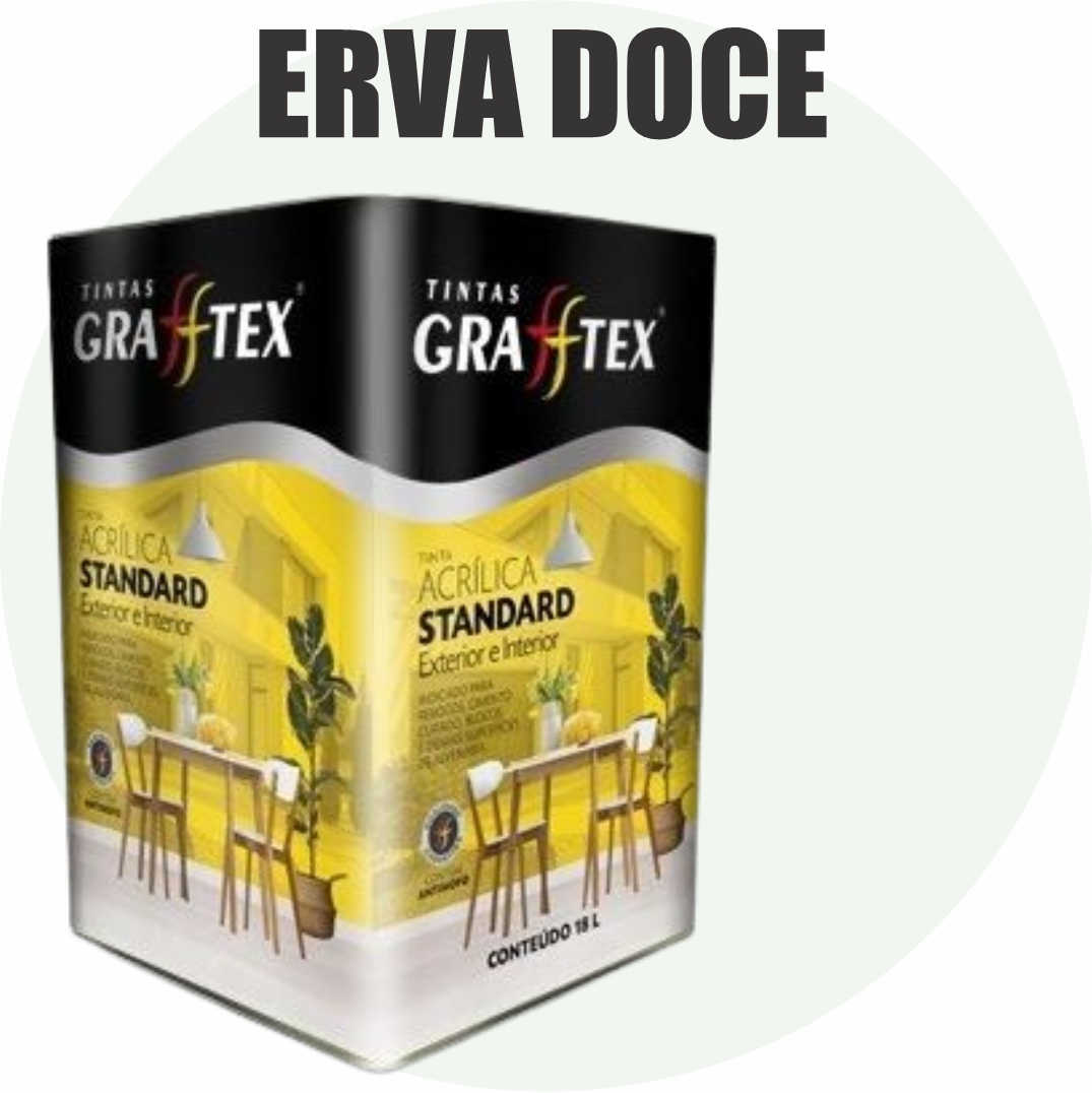 77c2e0ee-6b2f-4192-9030-f51104767157 TINTA ACRILICA FOSCA STANDARD INT/EXT 18L ERVA DOCE GRAFFTEX