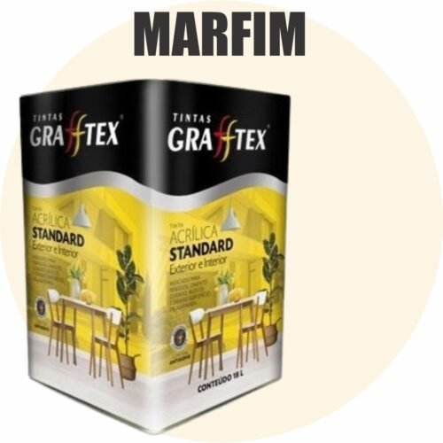 bf0fa973-9631-4cac-aa80-78c43ad93437 TINTA ACRILICA FOSCA STANDARD INT/EXT 18L MARFIM GRAFFTEX