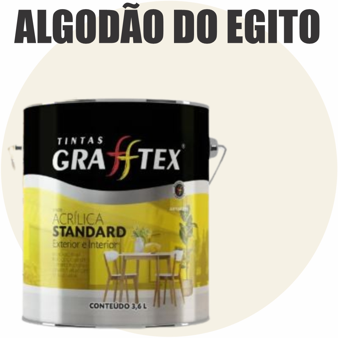 1b3c01a9-0f82-4568-b497-63ae3189649b TINTA ACRILICA FOSCA STANDARD INT/EXT 3,6L ALGODAO DO EGITO GRAFFTEX-
