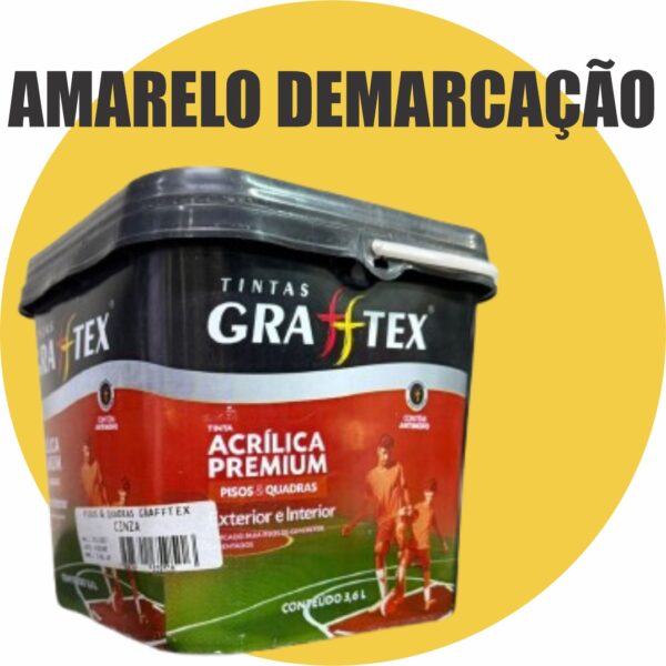 TINTA ACRILICA FOSCA PISOS E QUADRAS PREMIUM 3,6L AMARELO DEMARCAÇAO GRAFFTEX