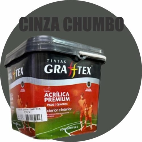 4e68b42f-03aa-4341-8280-61dd90dd271e TINTA ACRILICA FOSCA PISOS E QUADRAS PREMIUM 3,6L CINZA CHUMBO GRAFFTEX-