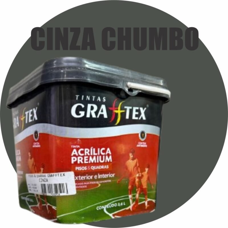 4e68b42f-03aa-4341-8280-61dd90dd271e TINTA ACRILICA FOSCA PISOS E QUADRAS PREMIUM 3,6L CINZA CHUMBO GRAFFTEX-