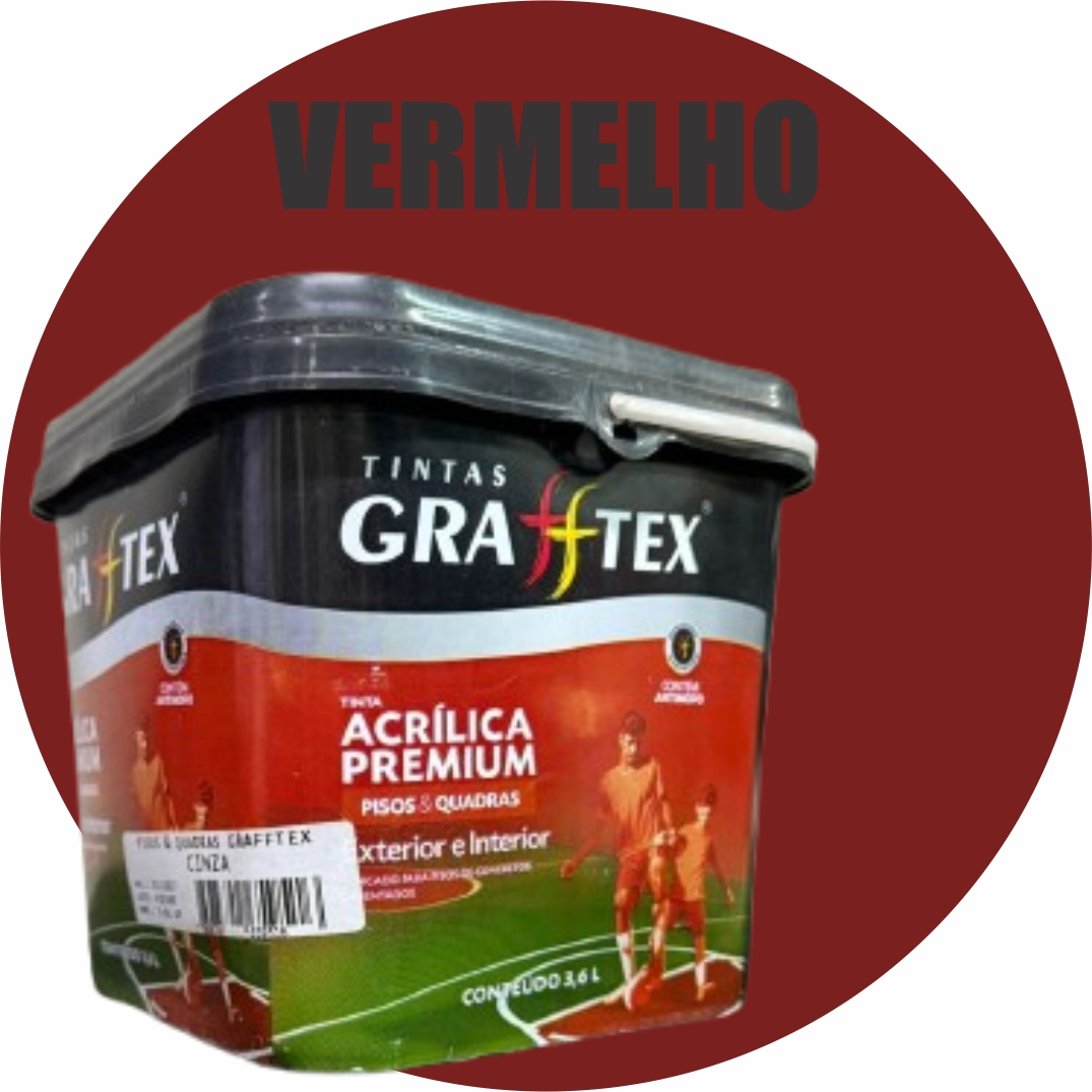 54c28085-c4b8-40d1-8fa8-7c3e10895b58 TINTA ACRILICA FOSCA PISOS E QUADRAS PREMIUM 3,6L VERMELHO GRAFFTEX