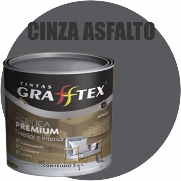 TINTA ACRILICA FOSCA PREMIUM INT/EXT 3,6L CINZA ASFALTO GRAFFTEX