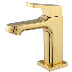 TORNEIRA LAVATORIO 61011 C 79 1/4V SQUARE BANCAD GOLD BRILHO RAINHA 216522