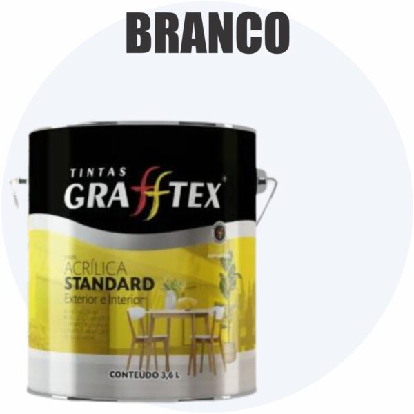 TINTA ACRILICA FOSCA STANDARD INT/EXT 3,6L BRANCO GRAFFTEX-