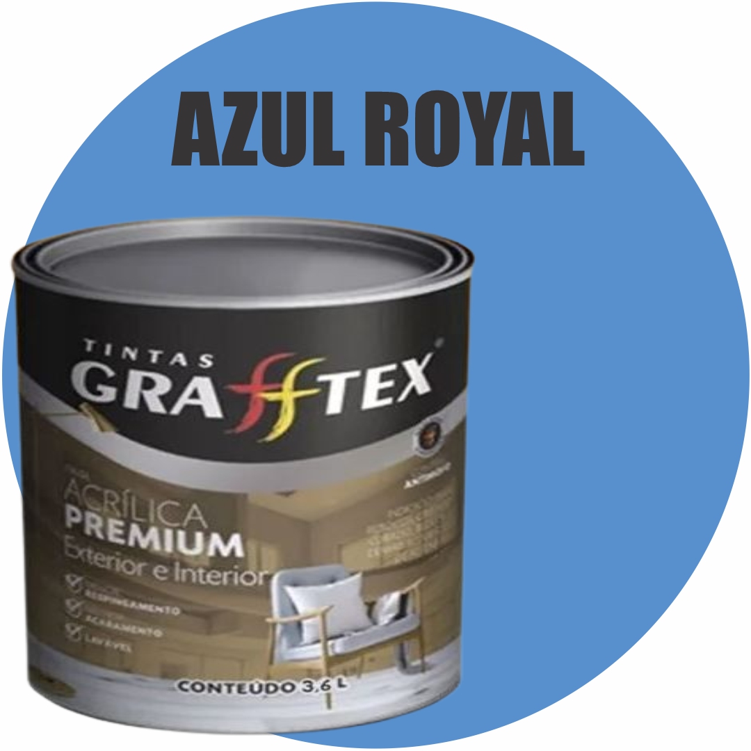 48ae2bd7-1bc0-4a5e-bf98-545b4429553d TINTA ACRILICA FOSCA PREMIUM INT/EXT 3,6L AZUL ROYAL GRAFFTEX