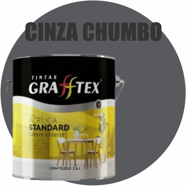 TINTA ACRILICA FOSCA STANDARD INT/EXT 3,6L CINZA CHUMBO GRAFFTEX