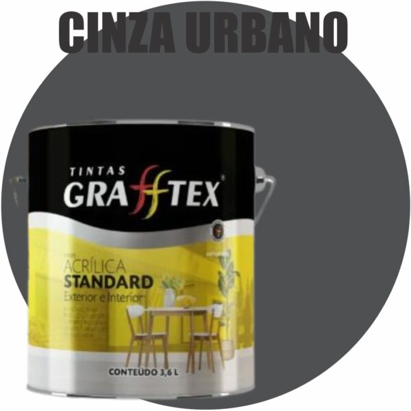 TINTA ACRILICA FOSCA STANDARD INT/EXT 3,6L CINZA URBANO GRAFFTEX