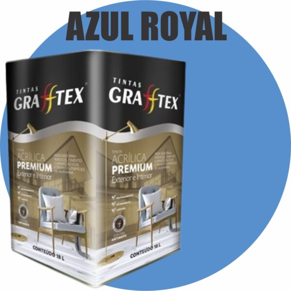 TINTA ACRILICA FOSCA PREMIUM INT/EXT 18L AZUL ROYAL GRAFFTEX