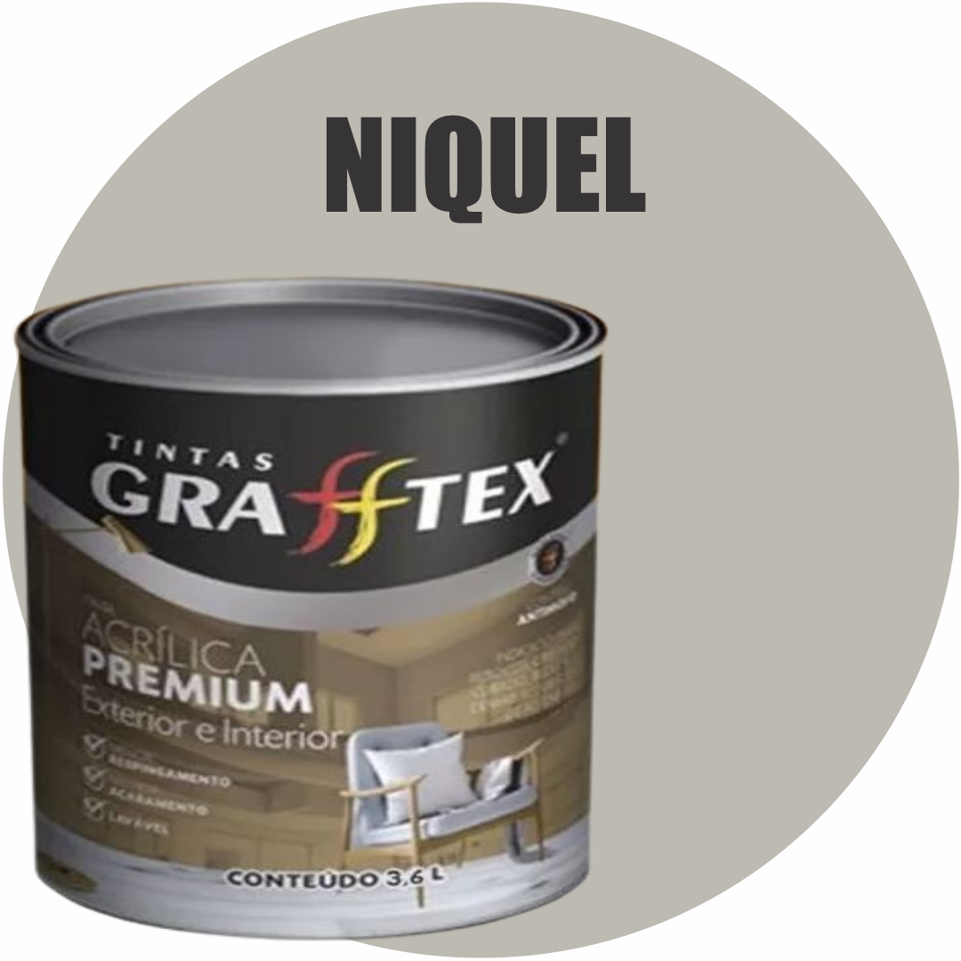 3fc8bb25-1937-40f2-920d-c515ca6035f1 TINTA ACRILICA FOSCA PREMIUM INT/EXT 3,6L NIQUEL GRAFFTEX