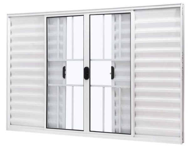 VENEZIANA ALUMINIO 6FOLHAS MOD BRANCO C/VIDRO C/GRADE 100X150 JP