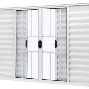VENEZIANA ALUMINIO 6FOLHAS MOD BRANCO C/VIDRO C/GRADE 100X180 JP