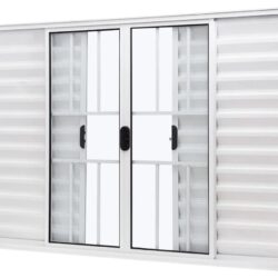 VENEZIANA ALUMINIO 6FOLHAS MOD BRANCO C/VIDRO C/GRADE 100X200 JP