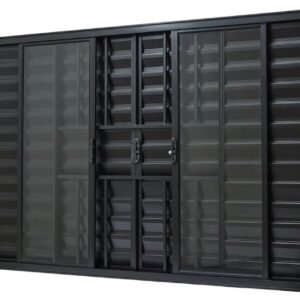 VENEZIANA ALUMINIO 6FOLHAS MOD PRETA C/VIDRO C/GRADE 100X100 JP