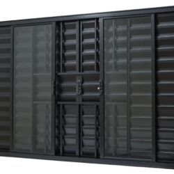 VENEZIANA ALUMINIO 6FOLHAS MOD PRETA C/VIDRO C/GRADE 120X120 JP