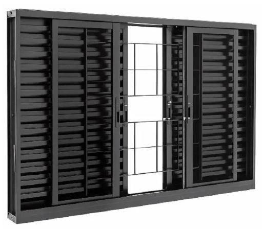 VENEZIANA AÇO PRETA C/ VIDRO LISO 100X150-12 MIC