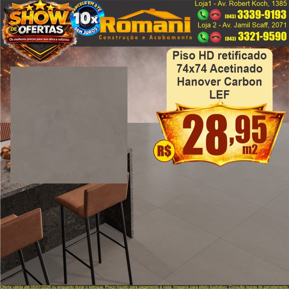piso acetinado actinado grafite cimenticio 74x74 hanover carbor SHOW DE OFERTAS promocao oferta barato