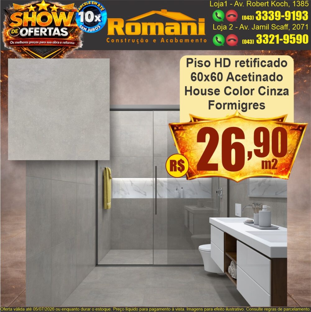piso hd retificado acetinado house color cinza FORMIGRES SHOW DE OFERTAS promocao oferta barato