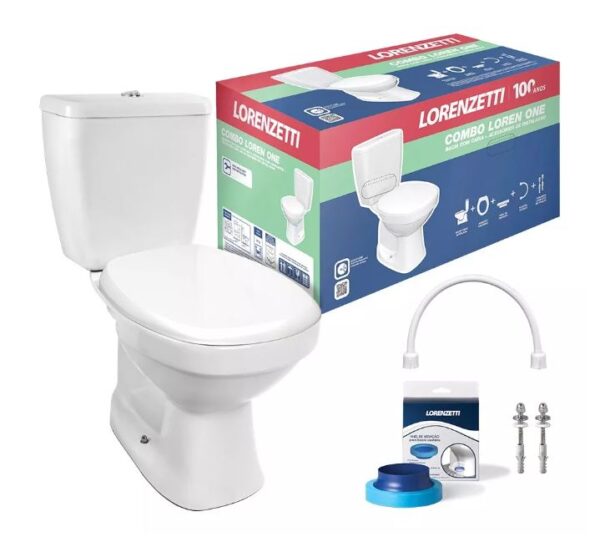 COMBO BACIA + CAIXA ACOP LOREN ONE DUO BRANCA 7720003 LORENZETTI