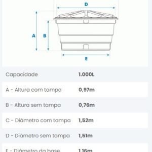 CAIXA D'AGUA 1000L POLIETILENO FORTLEV