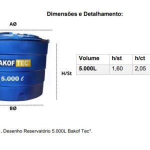 CAIXA D'AGUA 5000L (5.000L) POLIETILENO COM TAMPA BAKOFF