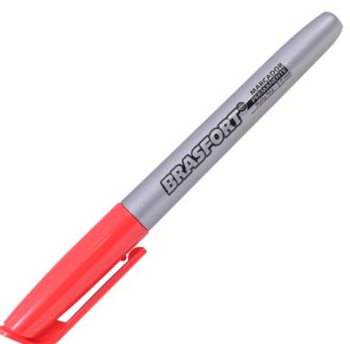 CANETA MARCACAO PERMANENTE PONTA FINA VERMELHA BRASFORT