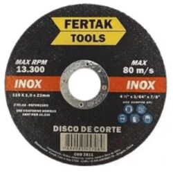 DISCO CORTE INOX 115MM 4.1/2 1.2 22MM FERTAK 2821