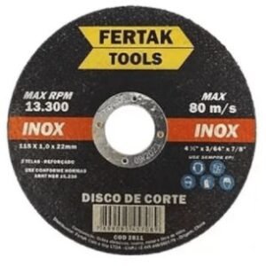 DISCO CORTE INOX 115MM 4.1/2 1.2 22MM FERTAK 2821