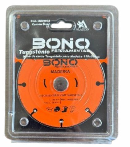 DISCO CORTE PARA MADEIRA TUNGSTENIO 110X20MM 4.3/8 BONO