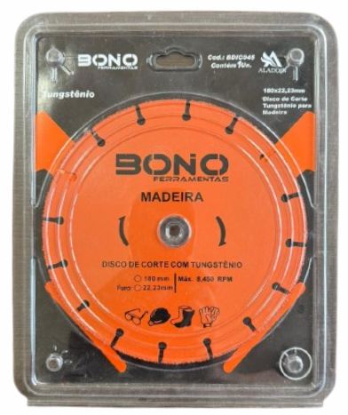 DISCO DE CORTE TUNGSTENIO 7" 180X22,23MM BONO 71/2 MADEIRA
