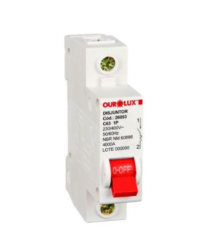 DISJUNTOR DIN UNIP 1X63A (C) OUROLUX 26053