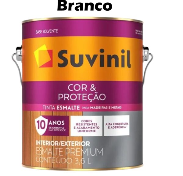 ESMALTE SOLVENTE COR PROTECAO BRILHANTE 3,6L BRANCO SUVINIL