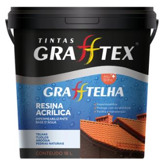 IMPERMEABILIZANTE RESINA ACRILICA TELHA/PAREDE BRILHANTE 18L COR GRAFFTEX