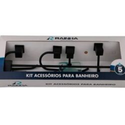KIT QUADRADO ALUMINIO PRETO FOSCO RAINHA 5 PÇS 215494