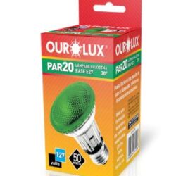 LAMP HALOGENA PAR20 127V 50W 30. VERDE OUROLUX 01348