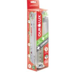 LUM EMERG 12 SUPERLEDS C/ PILHA REC OUROLUX 01982