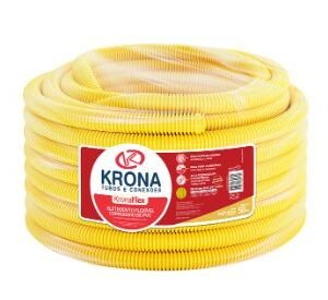 ELETRODUTO CORRUGADO AMARELO 1/2 (20MM) ROLO 50M KRONA