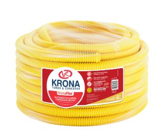 ELETRODUTO CORRUGADO AMARELO 1/2 (20MM) ROLO 50M KRONA