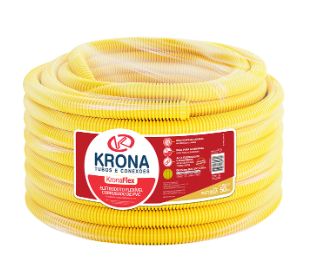 ELETRODUTO CORRUGADO AMARELO 3/4" (25MM) ROLO 50M KRONA