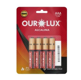 PILHA ALCALINA AAA PALITO BL 4UN OUROLUX 27330