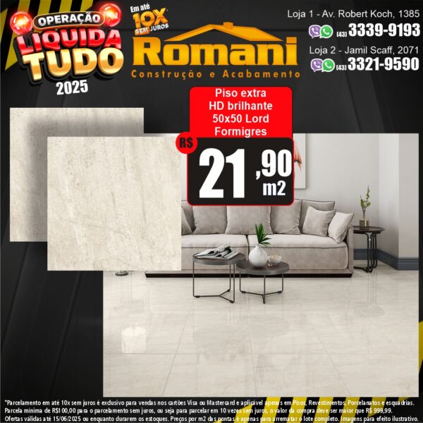 PISO LORD 50X50 HD FORMIGRES 2,50 MT*