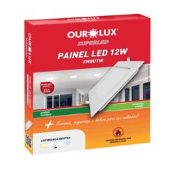 PAINEL LED QUAD EMBUTIR 12W 2700K BIVOLT OUROLUX 03209A