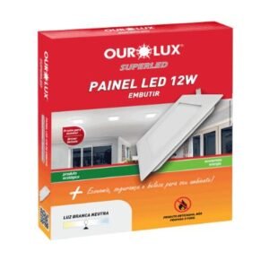 PAINEL LED QUAD EMBUTIR 12W 2700K BIVOLT OUROLUX 03209A