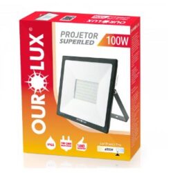 PROJETOR LED SLIM 100W BIV PRETO 6500K OUROLUX 03267