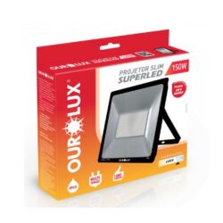 PROJETOR LED SLIM 150W BIV PRETO 6500K OUROLUX 03268