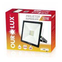 PROJETOR LED SLIM 30W BIV PRETO 6500K OUROLUX 03263